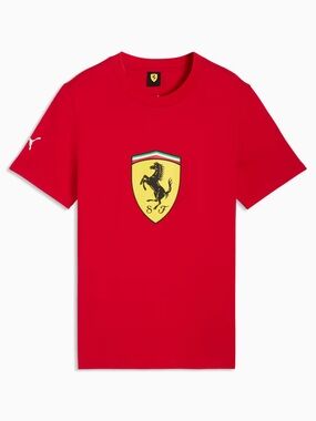Puma Red Kids Tee with Yellow Shield Logo